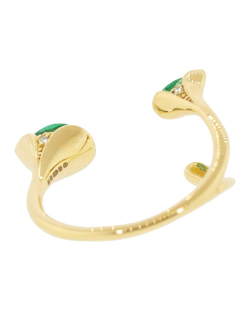 FERNANDO JORGE-Emerald Sepals Triple Ring-YELLOW GOLD