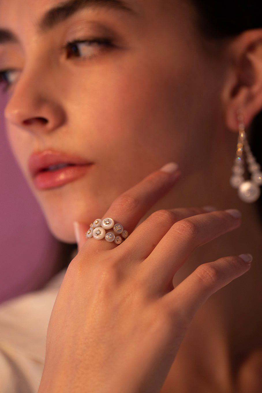 FERNANDO JORGE-Small Surrounding Ring - Pearl-YELLOW GOLD