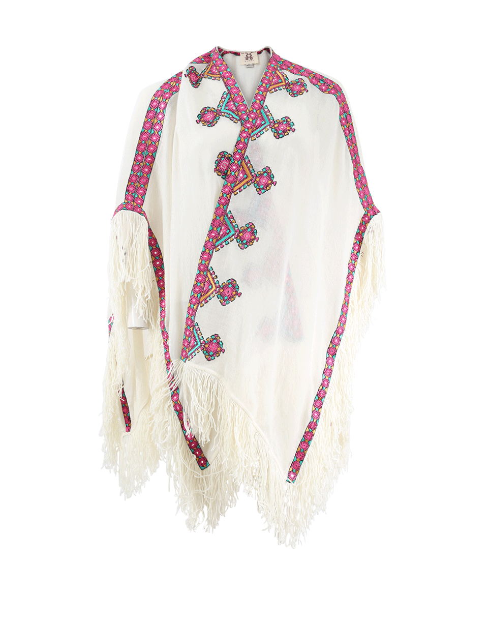 FIGUE-Iris Embroidered Shawl-IVRY/PNK