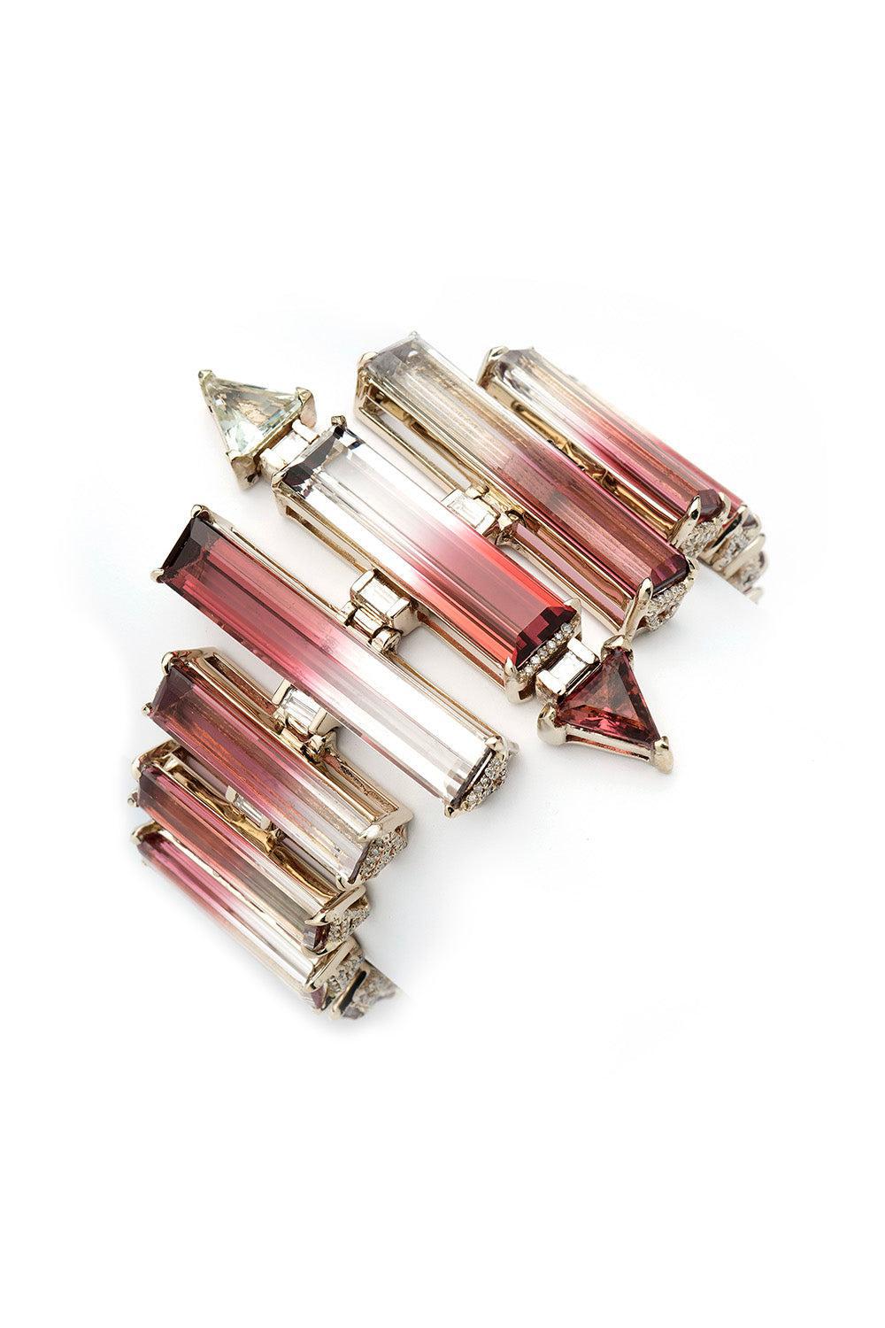 FISZMAN JEWEL-Large Bicolor Rubellite Bracelet-WHITE GOLD