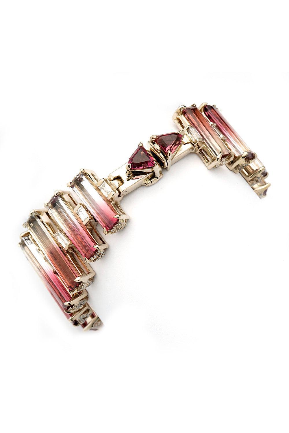 FISZMAN JEWEL-Large Bicolor Rubellite Bracelet-WHITE GOLD