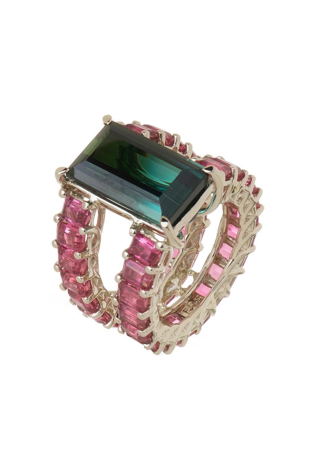 FISZMAN JEWEL-Rubellite Green Tourmaline Ring-WHITE GOLD