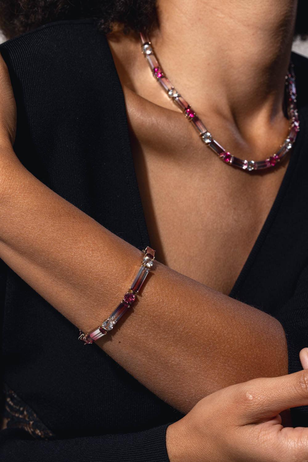 FISZMAN-Bicolor Rubellite Bracelet-WHITE GOLD