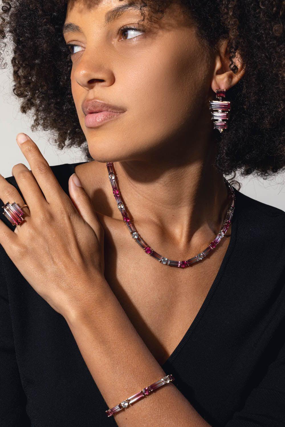 FISZMAN-Bicolor Rubellite Bracelet-WHITE GOLD