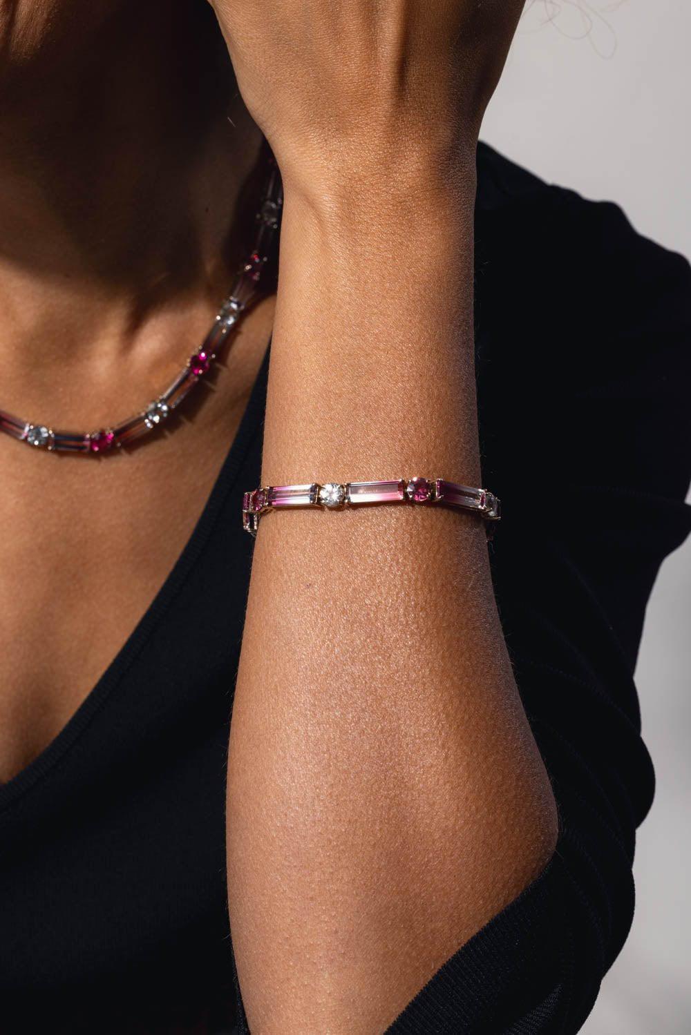 FISZMAN-Bicolor Rubellite Bracelet-WHITE GOLD