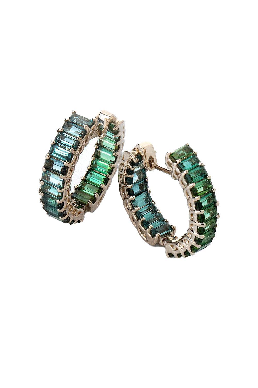 Green Tourmaline Hoop Earrings-WHITE GOLD-JEWELRYFINE JEWELEARRING-FISZMAN JEWEL