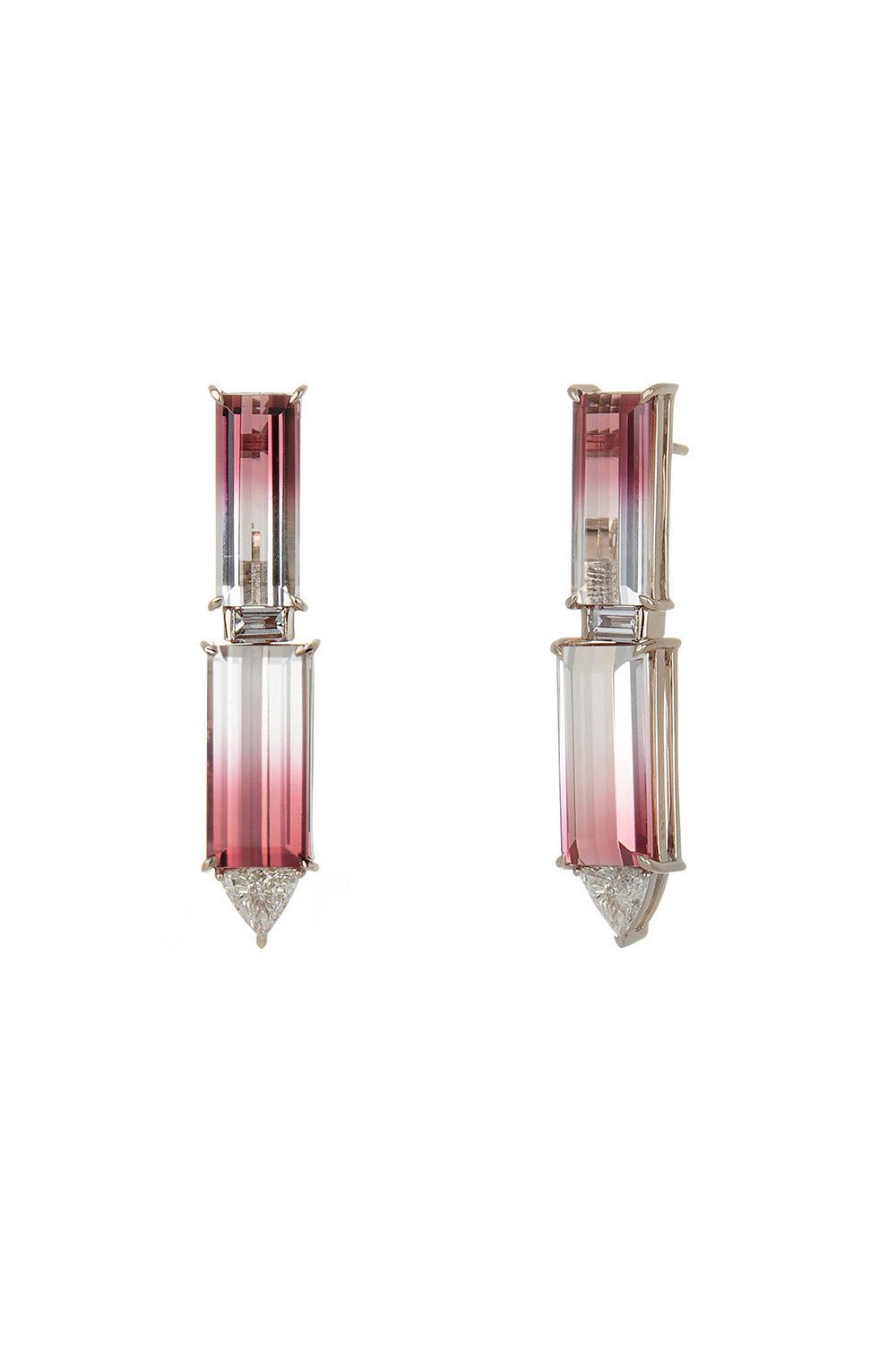 FISZMAN-Diamond Rubellite Earrings-WHITE GOLD