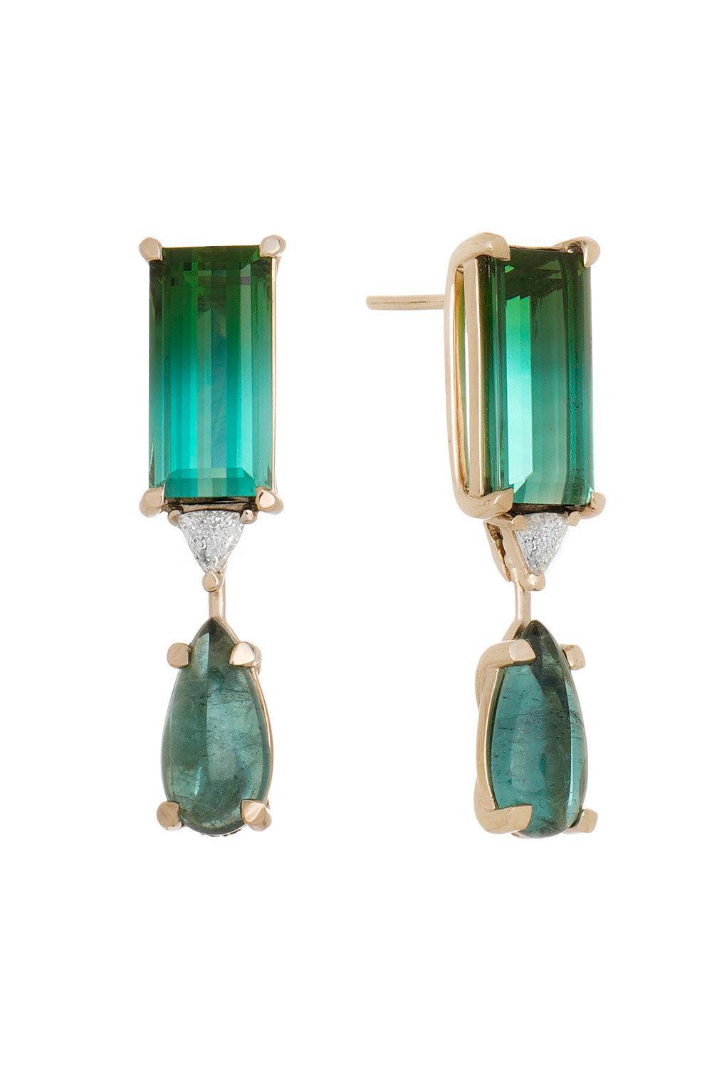 FISZMAN-Green Tourmaline Diamond Earrings-WHITE GOLD