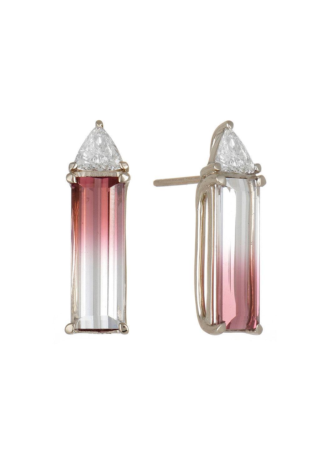 FISZMAN-Rubellite Diamond Earrings-WHITE GOLD