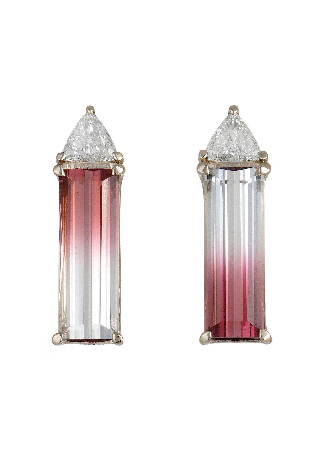 FISZMAN-Rubellite Diamond Earrings-WHITE GOLD
