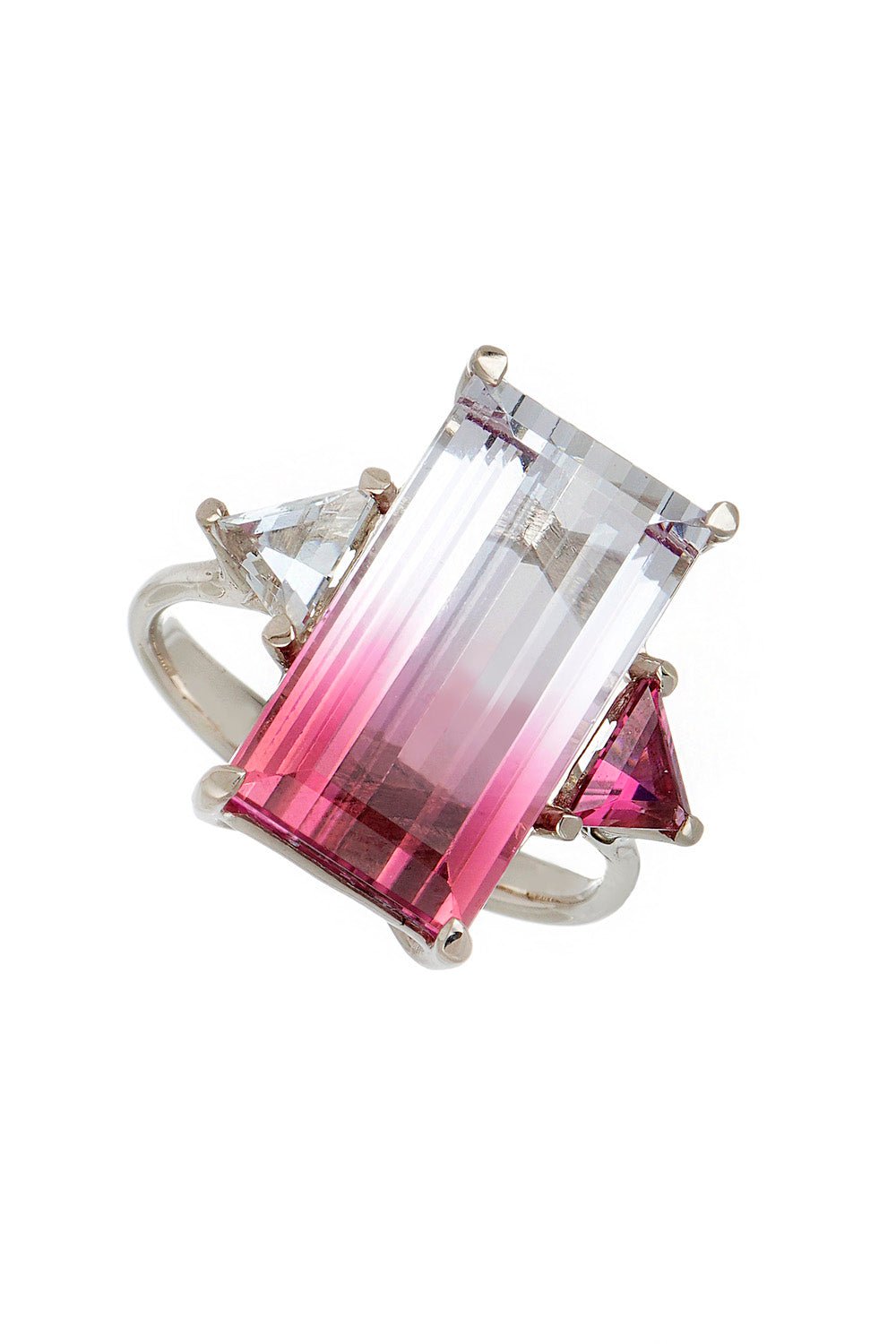 FISZMAN-Bicolor Trillion Rubellite Ring-WHITE GOLD