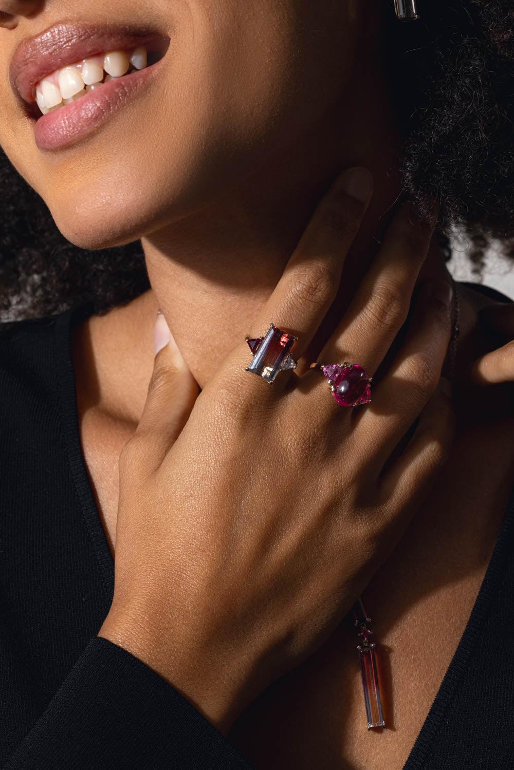 FISZMAN-Sugarloaf Rubellite Pink Tourmaline Ring-WHITE GOLD