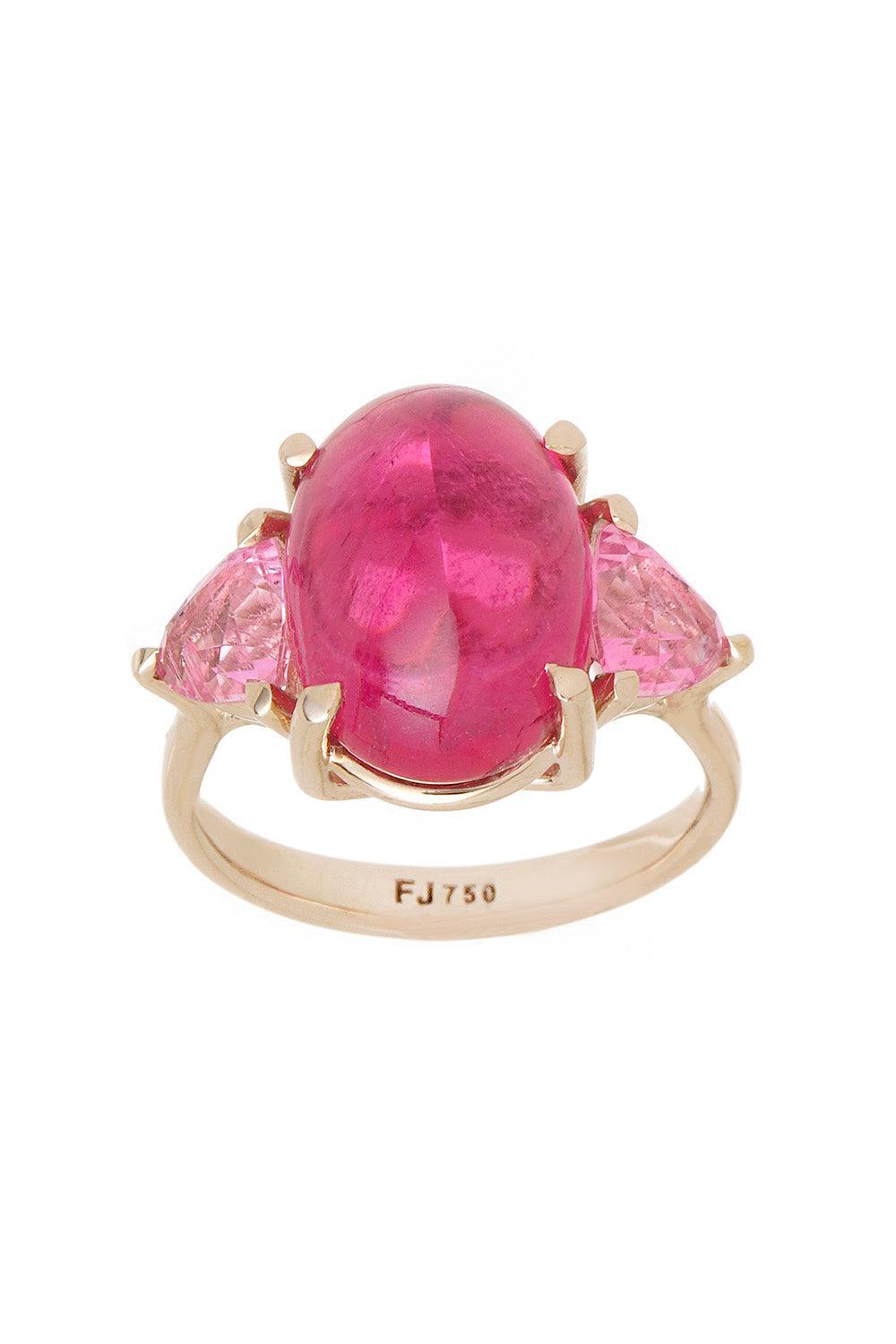 FISZMAN-Sugarloaf Rubellite Pink Tourmaline Ring-WHITE GOLD