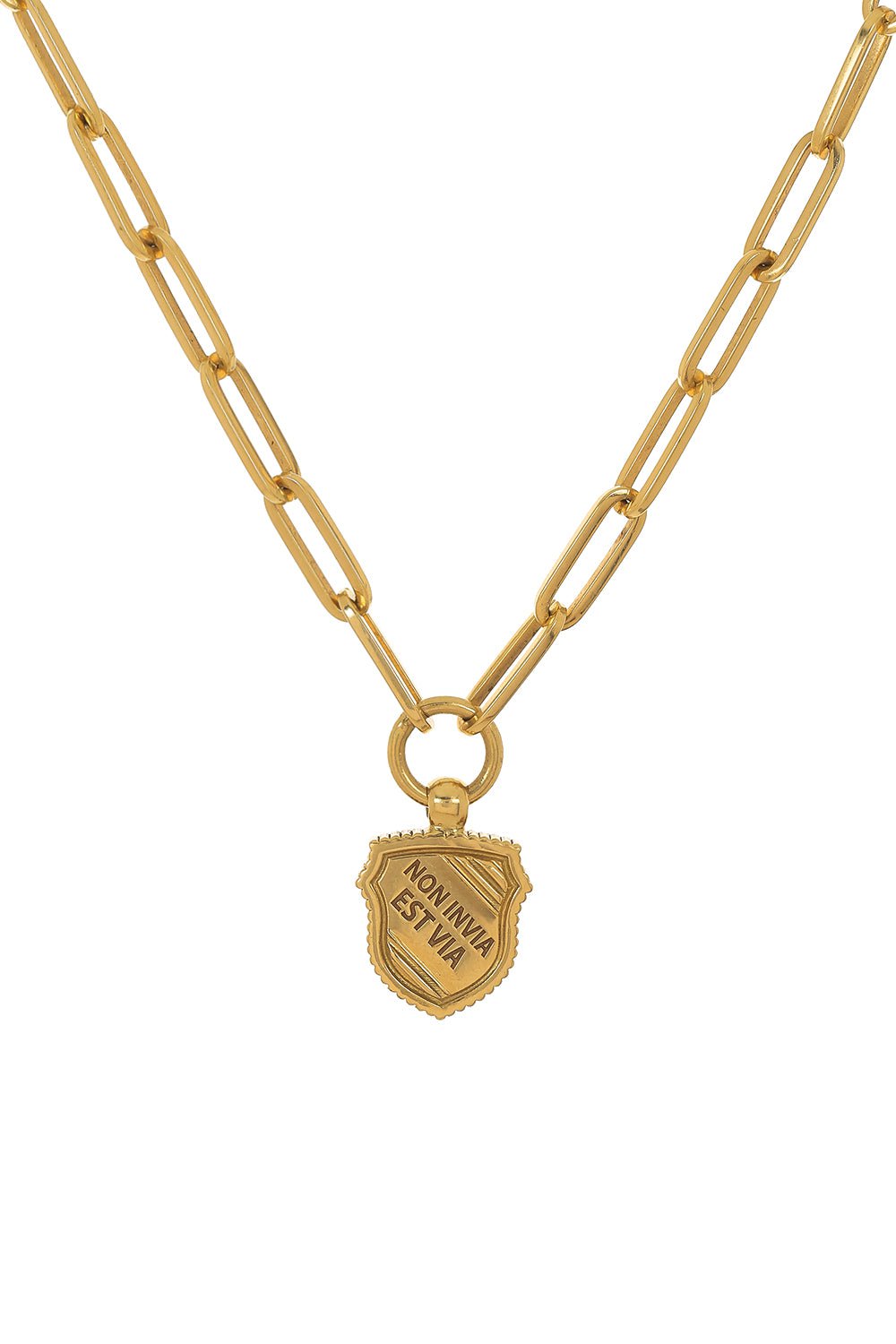 FOUNDRAE-Non Invia Est Via Fob Clip Bracelet-YELLOW GOLD