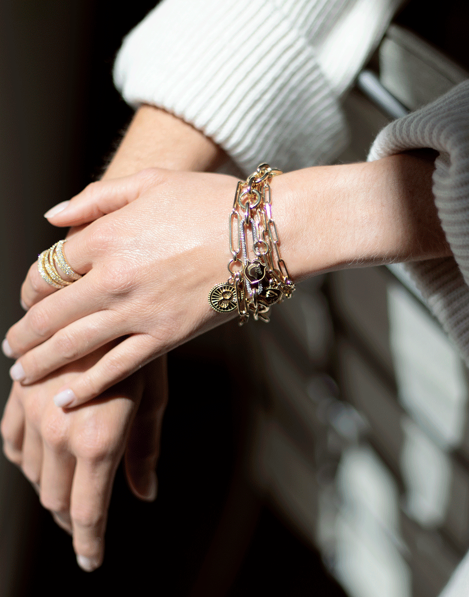 FOUNDRAE-Pave Diamond Oversized Clip Bracelet-YELLOW GOLD