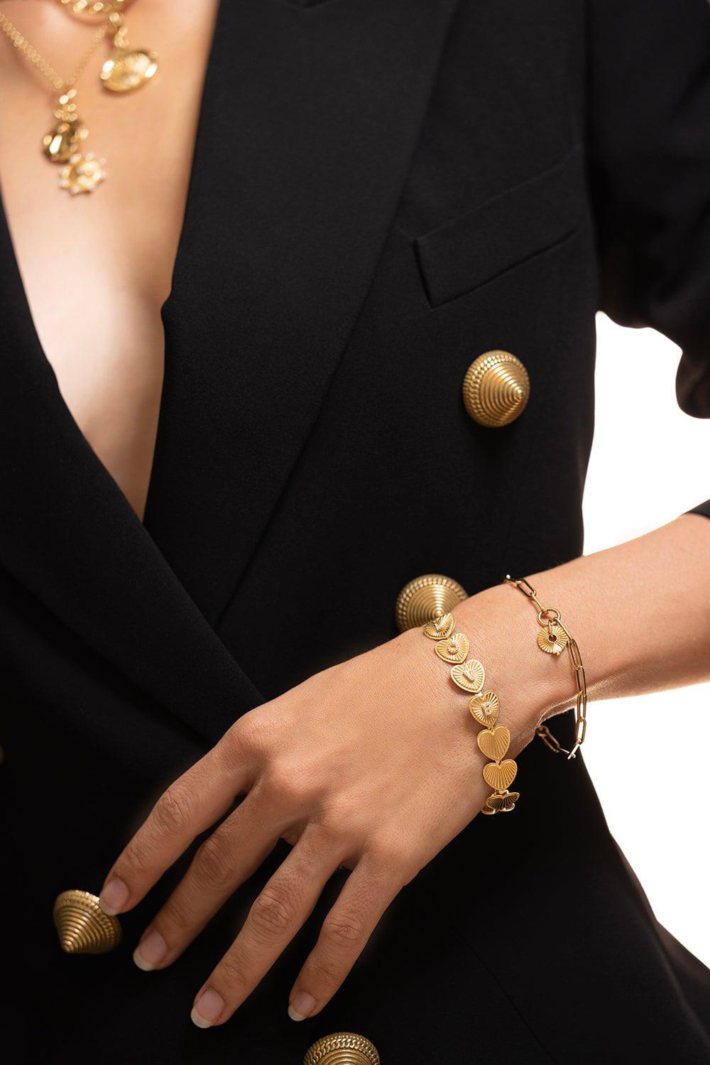 FOUNDRAE-Spade Reverie Disc Classic Clip Bracelet-YELLOW GOLD