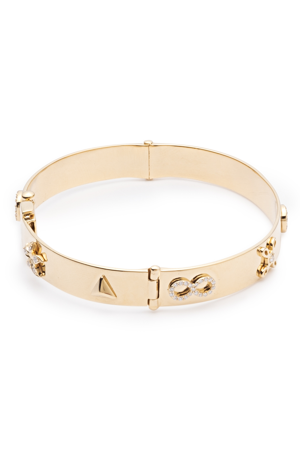 Symbols Classic Triptych Bangle Bracelet-YELLOW GOLD-JEWELRYFINE JEWELBRACELET O-FOUNDRAE