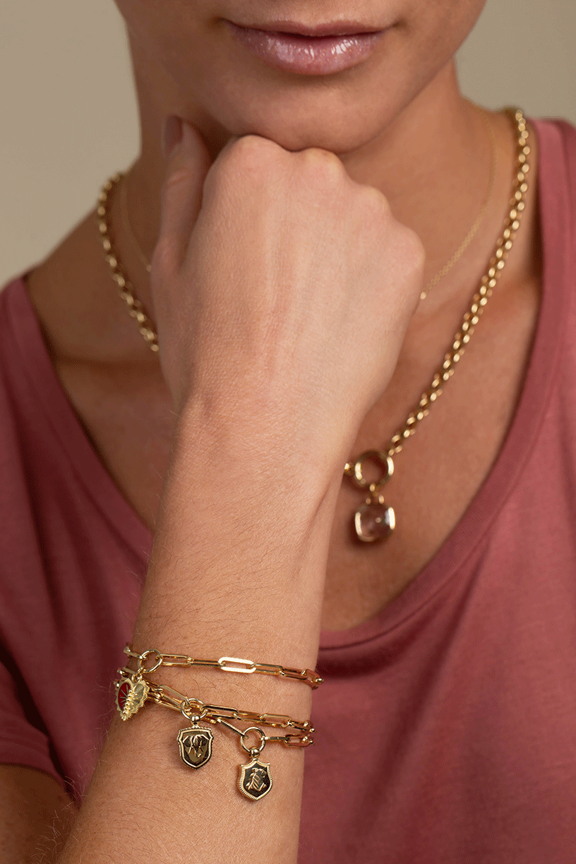 FOUNDRAE-Wisdom Fob Clip Bracelet-YELLOW GOLD