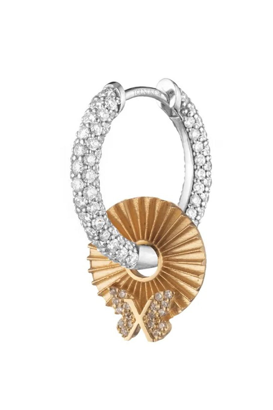 FOUNDRAE-Butterfly Reverie Disk Huggie-WHITE GOLD