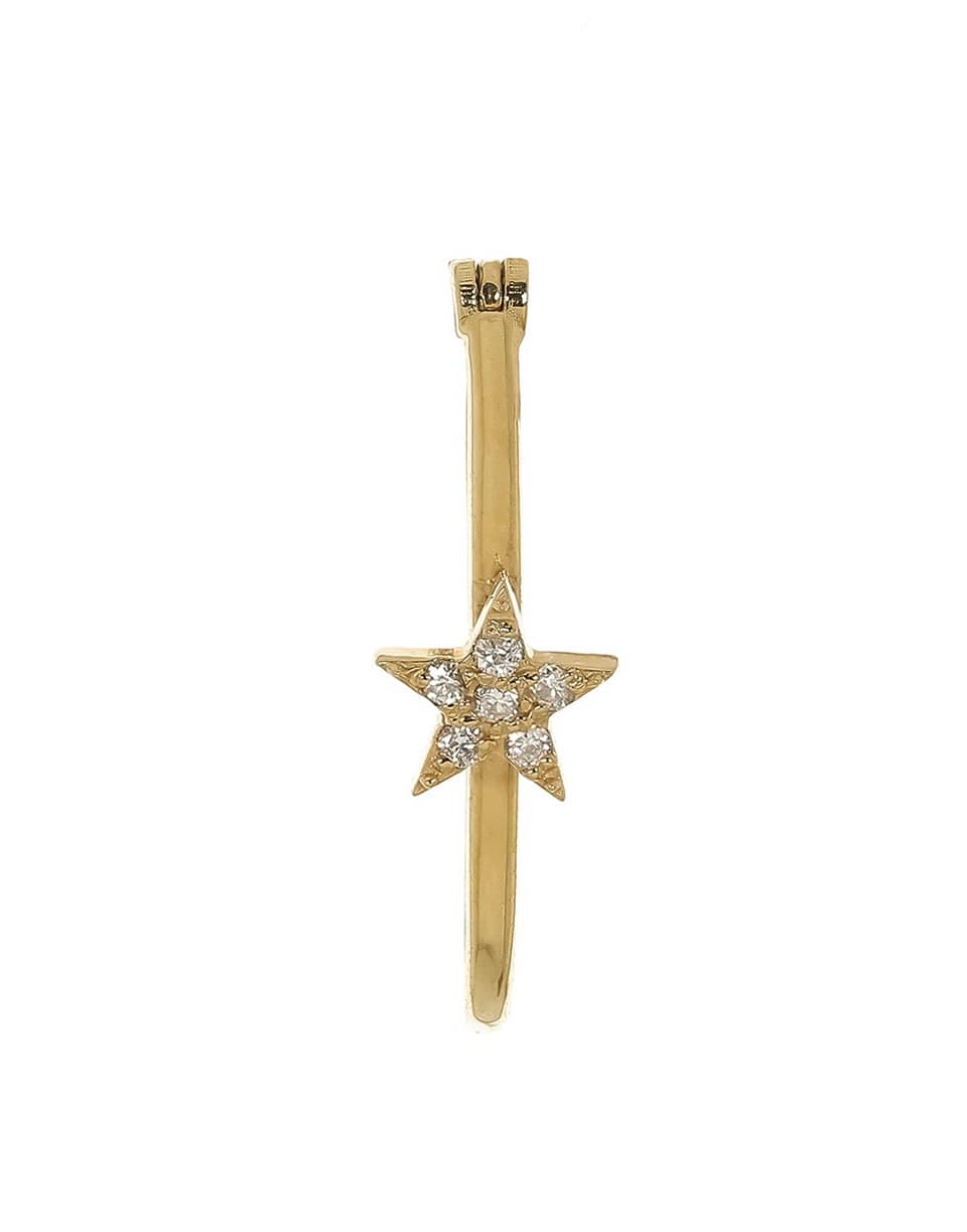 FOUNDRAE-Small Diamond Star Single Fob Hoop-YELLOW GOLD
