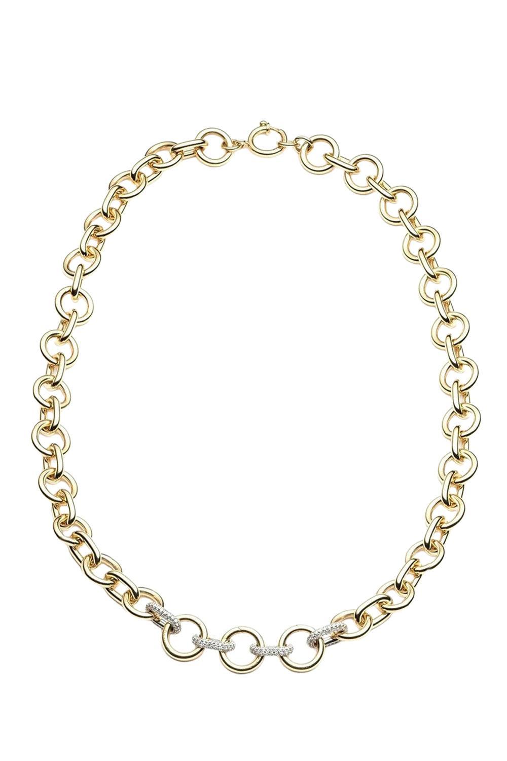 Oversized Paved Mixed Link Chain-YELLOW GOLD-JEWELRYFINE JEWELNECKLACE O-FOUNDRAE