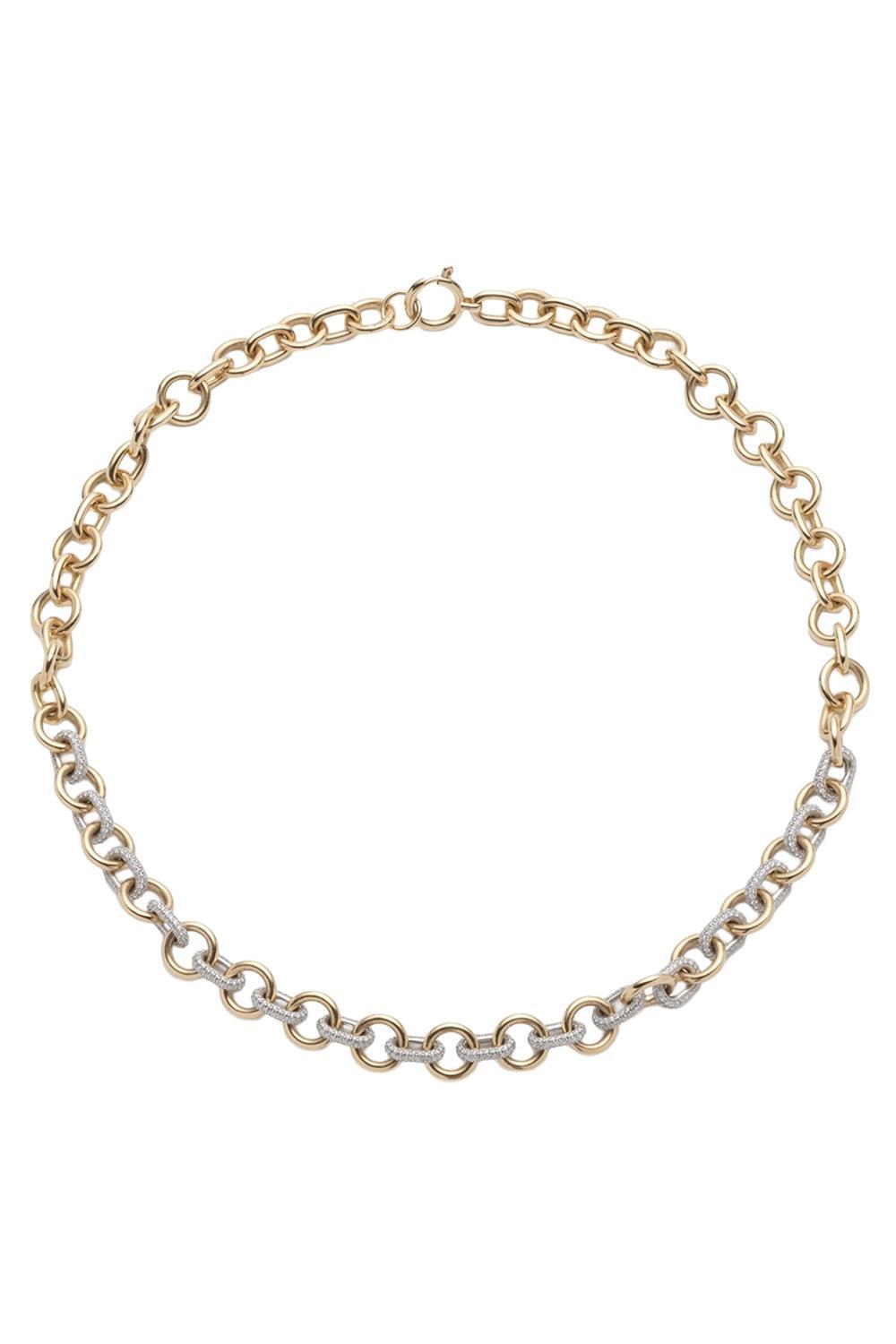 Medium Mix Pave Link Necklace-YELLOW GOLD-JEWELRYFINE JEWELNECKLACE O-FOUNDRAE