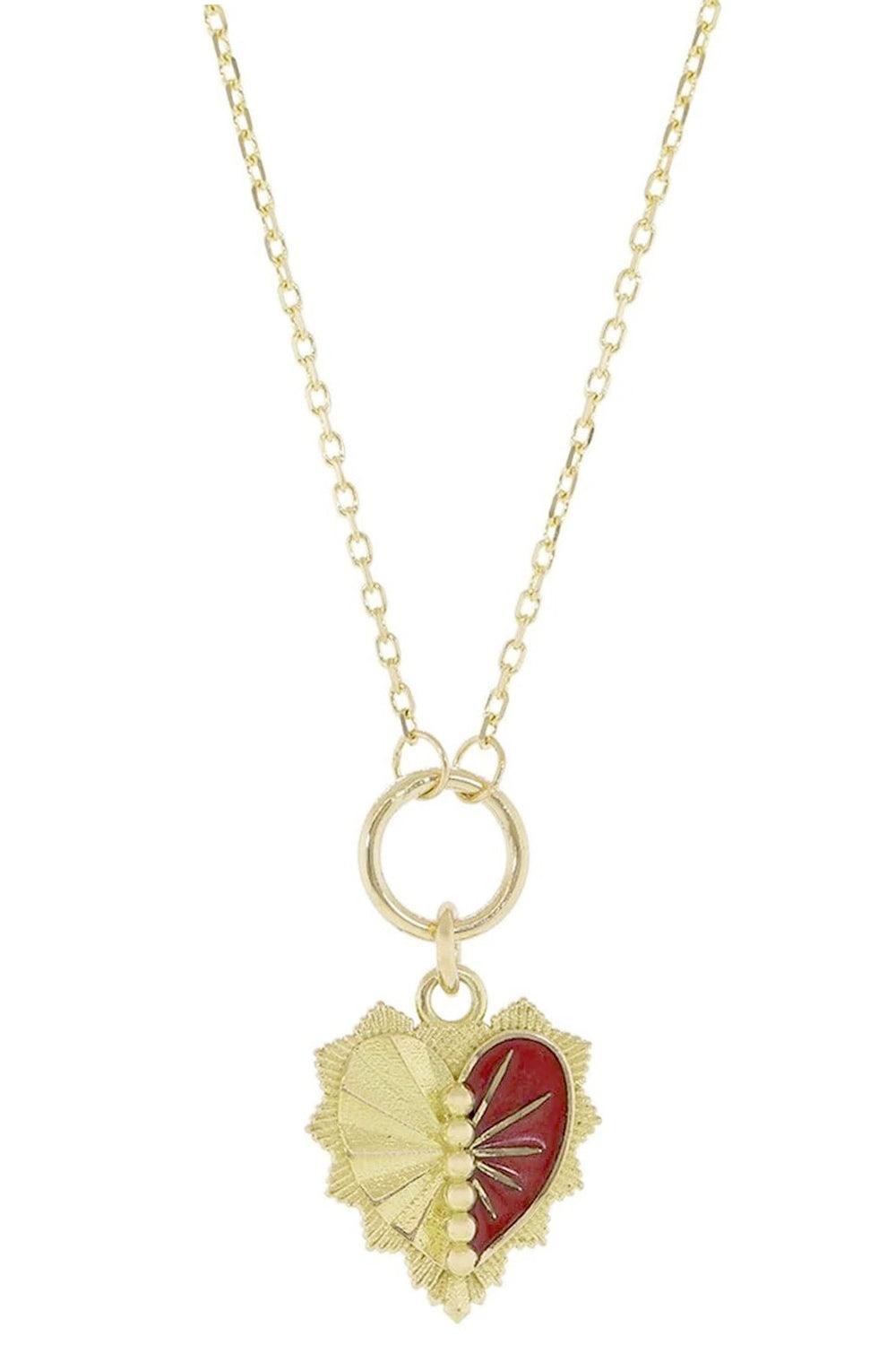 Red Heart Love Token Necklace-YELLOW GOLD-JEWELRYFINE JEWELNECKLACE O-FOUNDRAE