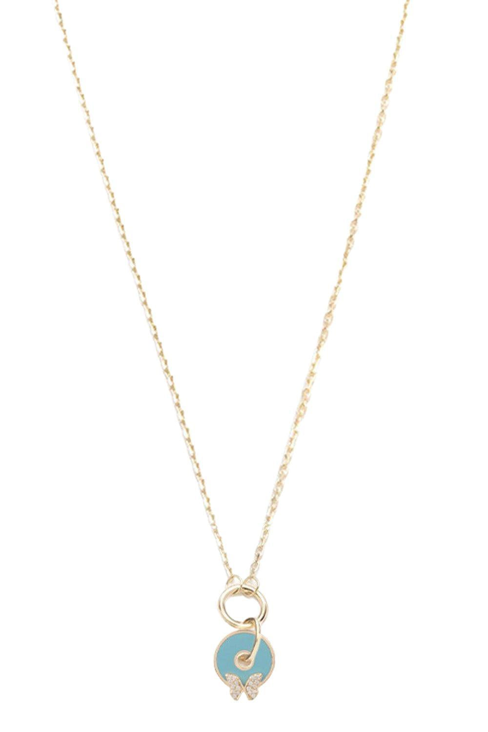 Butterfly Symbol Disk Drop Necklace - Reverie-YELLOW GOLD-JEWELRYFINE JEWELNECKLACE O-FOUNDRAE