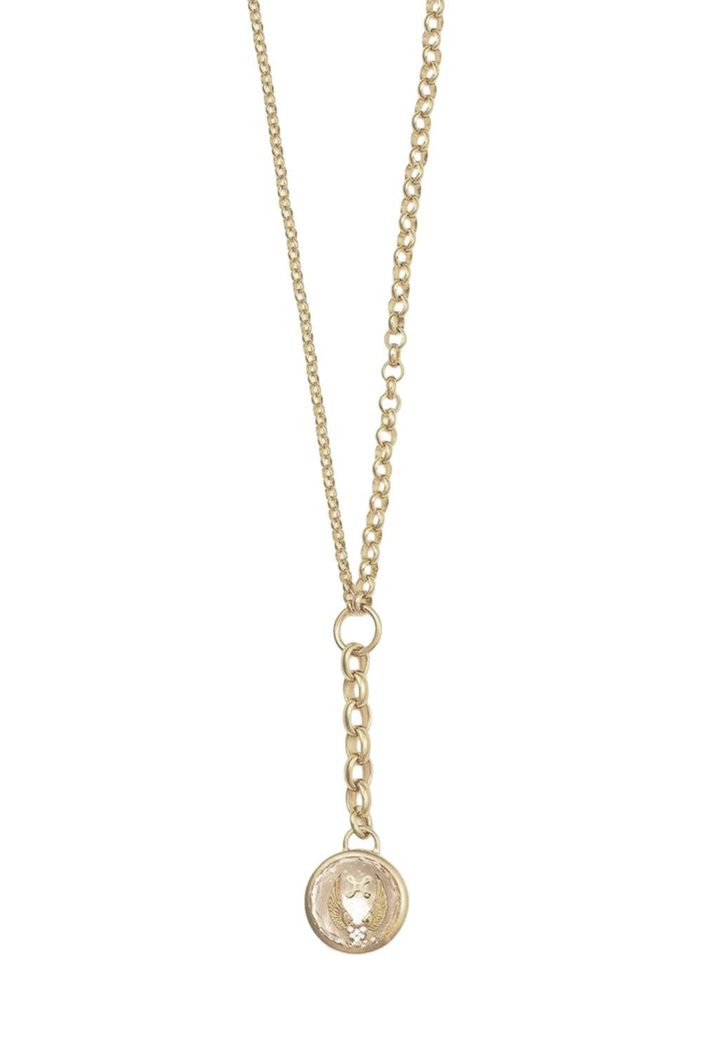 Medium Mixed Belcher Extension Medallion Chain Necklace-YELLOW GOLD-JEWELRYFINE JEWELNECKLACE O-FOUNDRAE