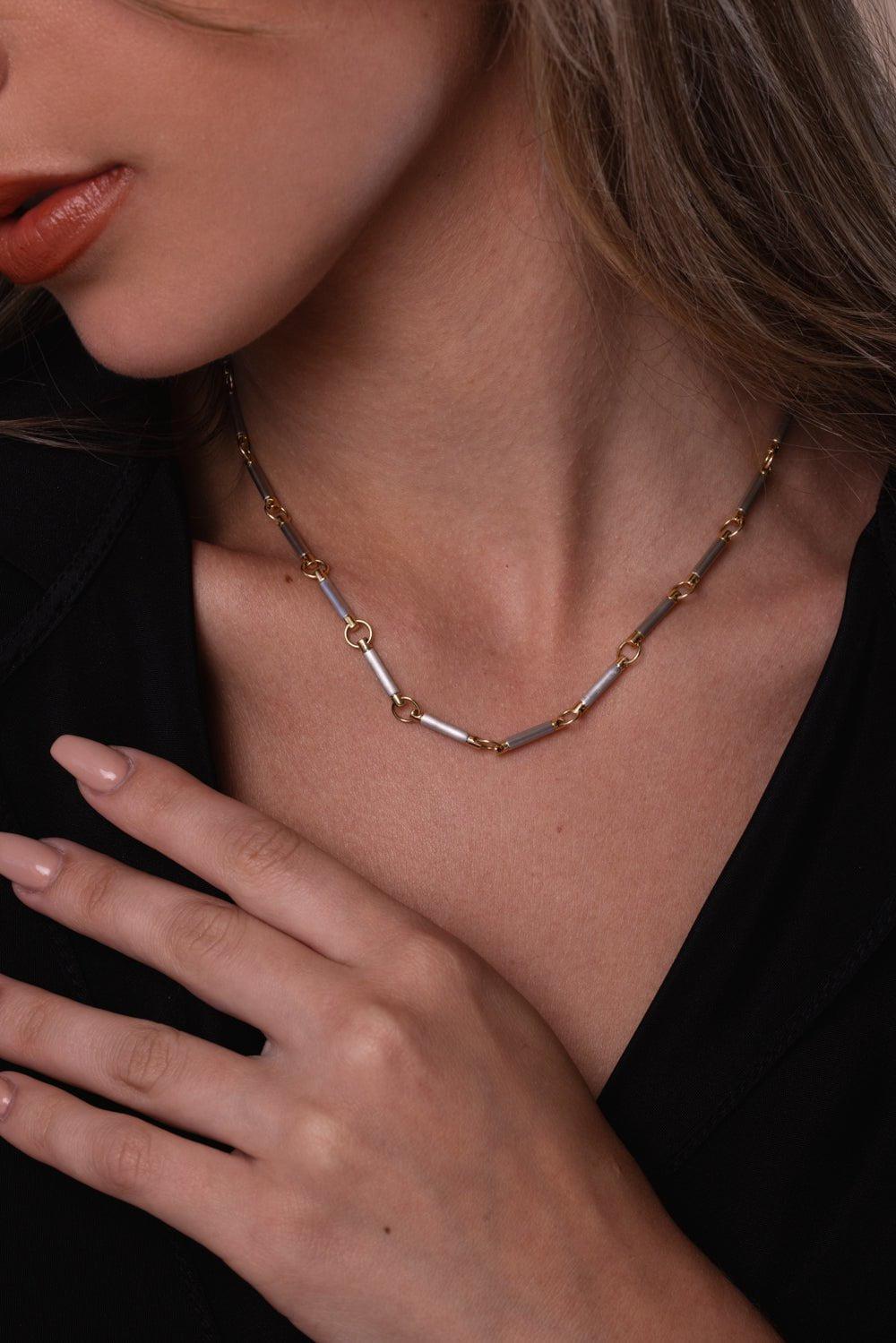 FOUNDRAE-Element Chain Choker Necklace-WHITE GOLD