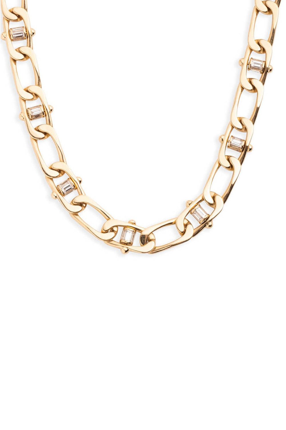FOUNDRAE-Diamond Pierced Curb Chain Necklace-YELLOW GOLD