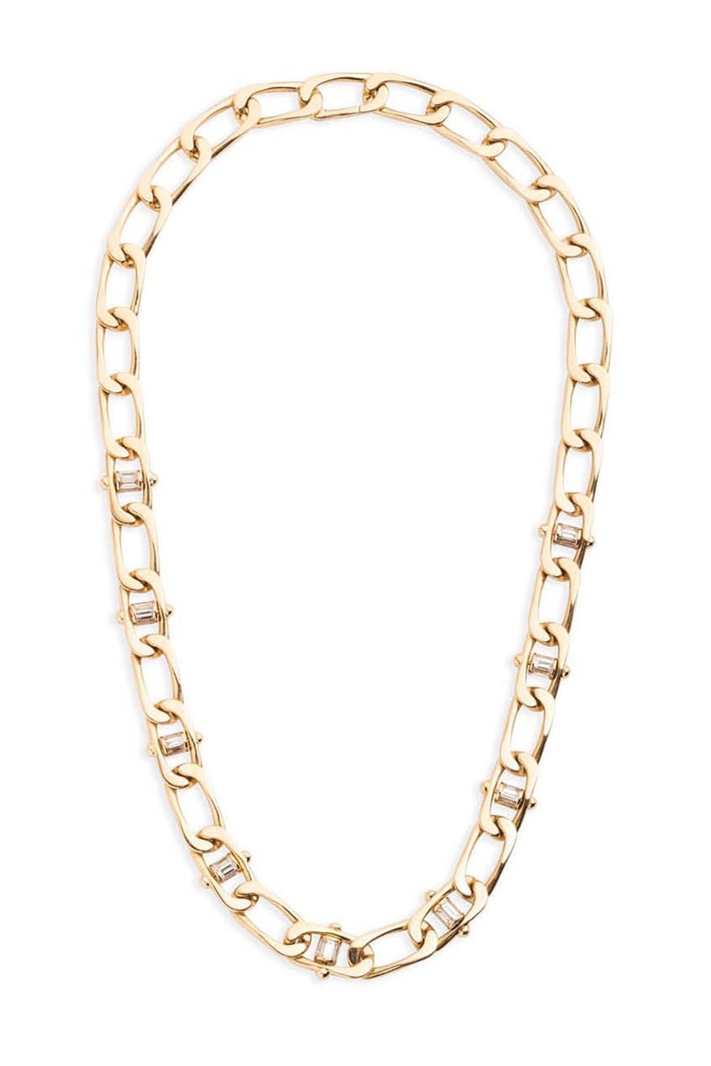 FOUNDRAE-Diamond Pierced Curb Chain Necklace-YELLOW GOLD