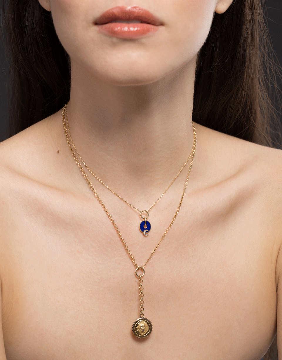 FOUNDRAE-Blue Crescent Disc Necklace-YELLOW GOLD