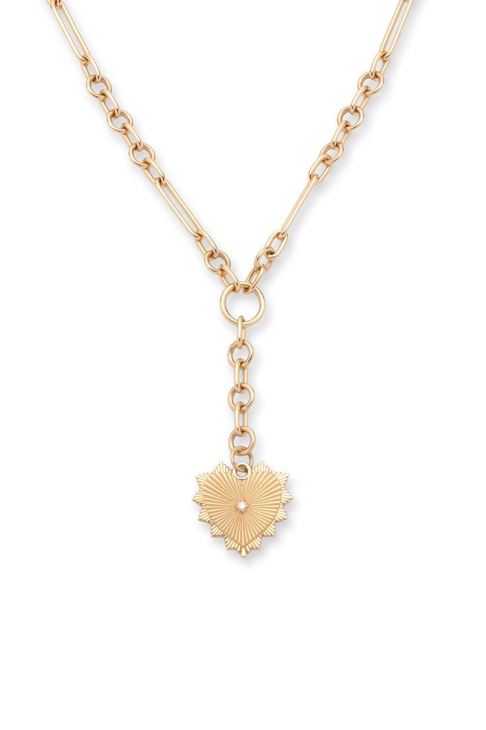 Diamond Heart Love Token Small Mixed Clip Extension Necklace-YELLOW GOLD-JEWELRYFINE JEWELNECKLACE O-FOUNDRAE