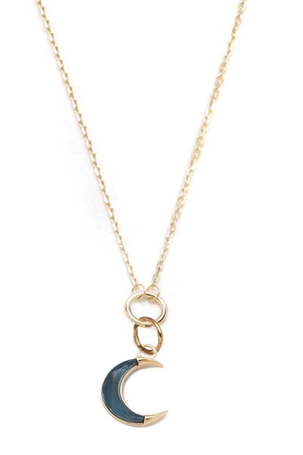 FOUNDRAE-Fine Layer Blue Topaz Crescent Necklace - Karma-YELLOW GOLD