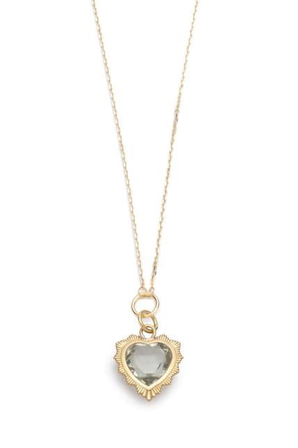 FOUNDRAE-Green Prasiolite Heart Necklace-YELLOW GOLD