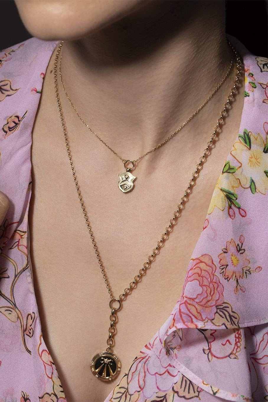 FOUNDRAE-Heart to Heart Thread Necklace-YELLOW GOLD