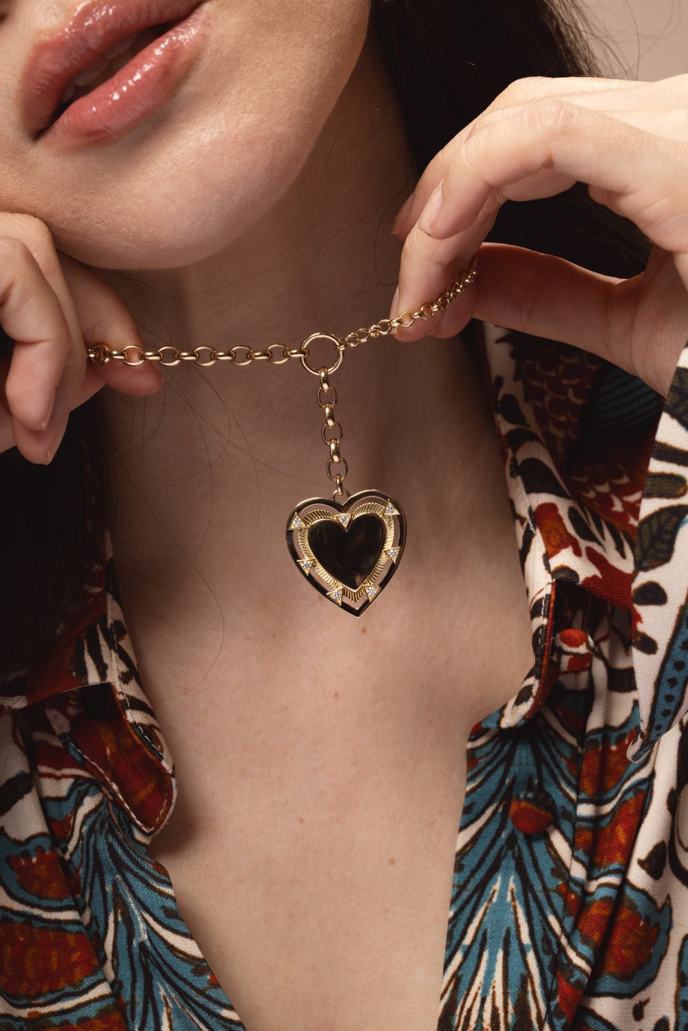 FOUNDRAE-Heart Token - Love Heavy Mixed Belcher Extension Chain Necklace-YELLOW GOLD