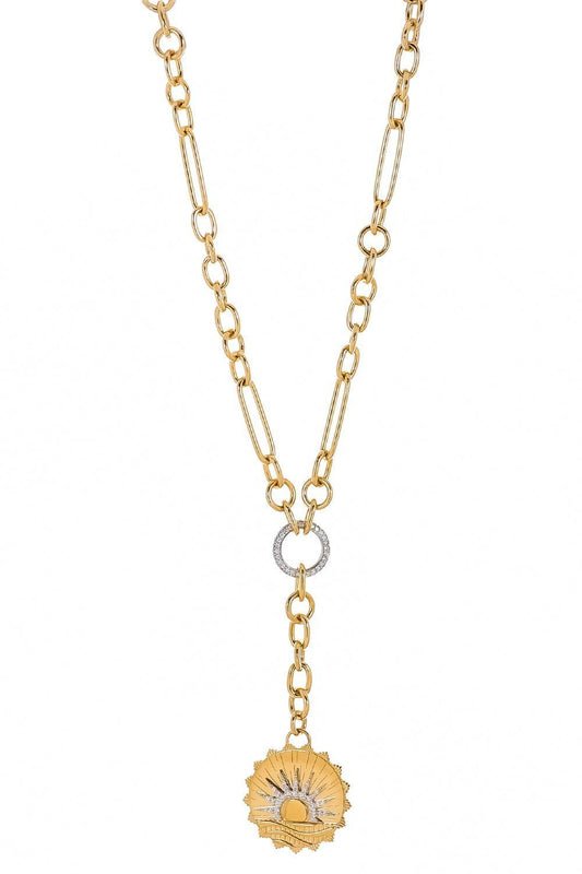 Internal Compass - Diamond New Beginnings Small Mixed Clip Extension Necklace-YELLOW GOLD-JEWELRYFINE JEWELNECKLACE O-FOUNDRAE