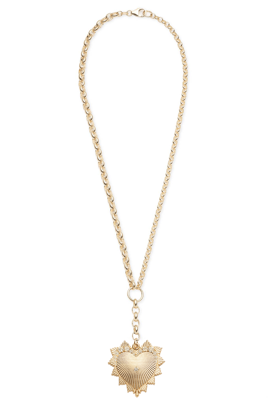 FOUNDRAE-Large Love Heart Mix Necklace-YELLOW GOLD
