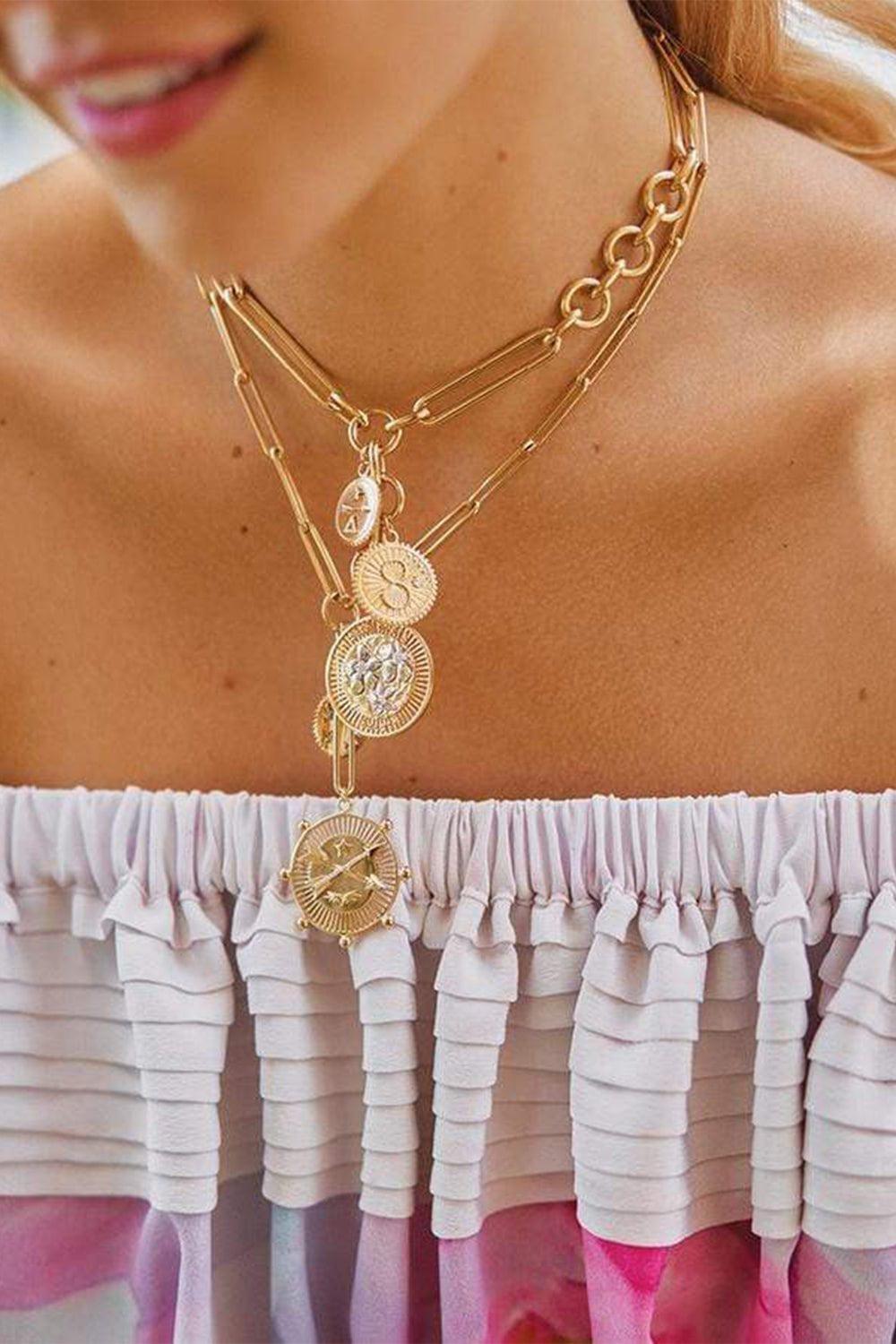FOUNDRAE-Large Passion Medallion Necklace-YELLOW GOLD
