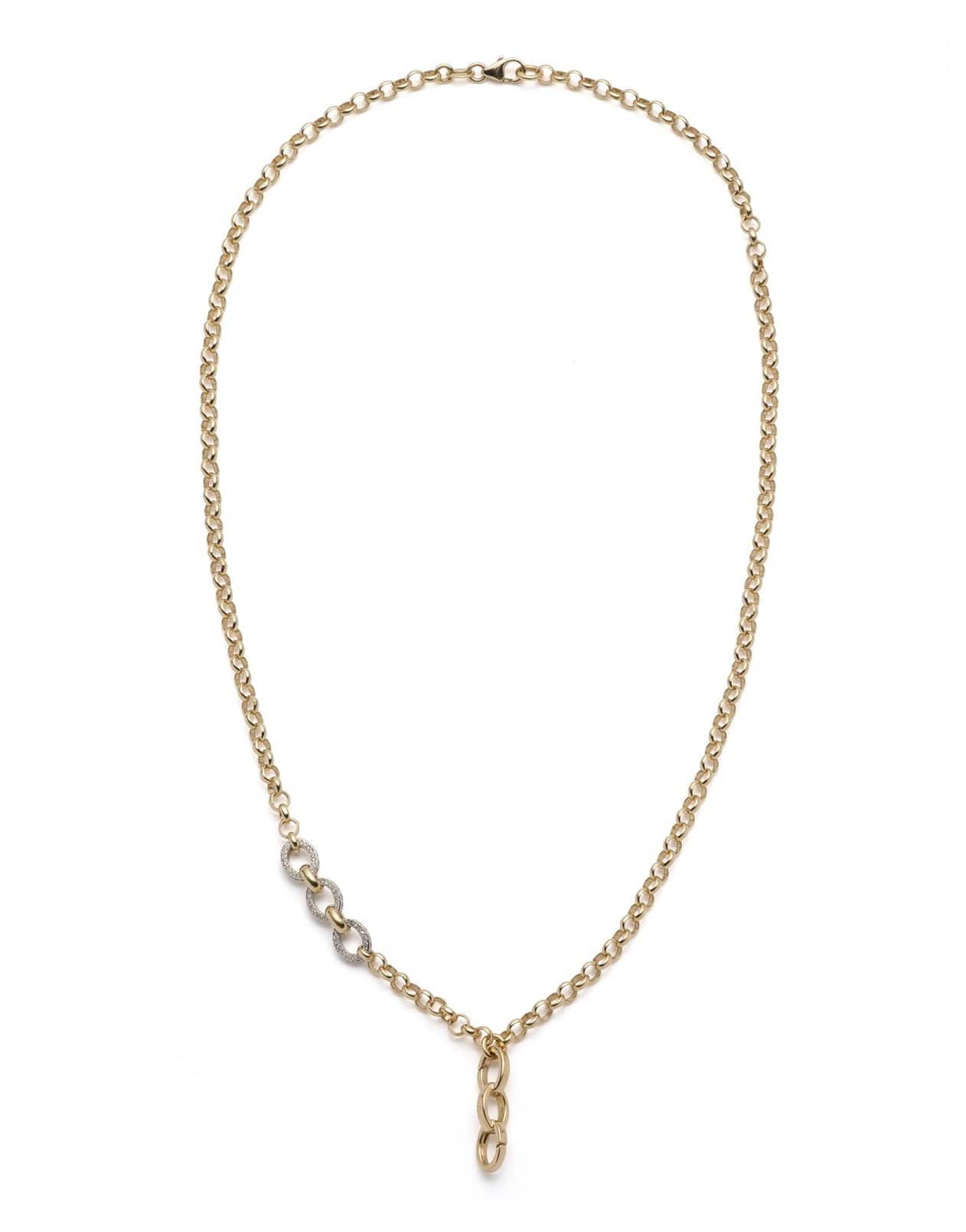 FOUNDRAE-Medium Belcher Triple Pave Annex Link Chain-YELLOW GOLD