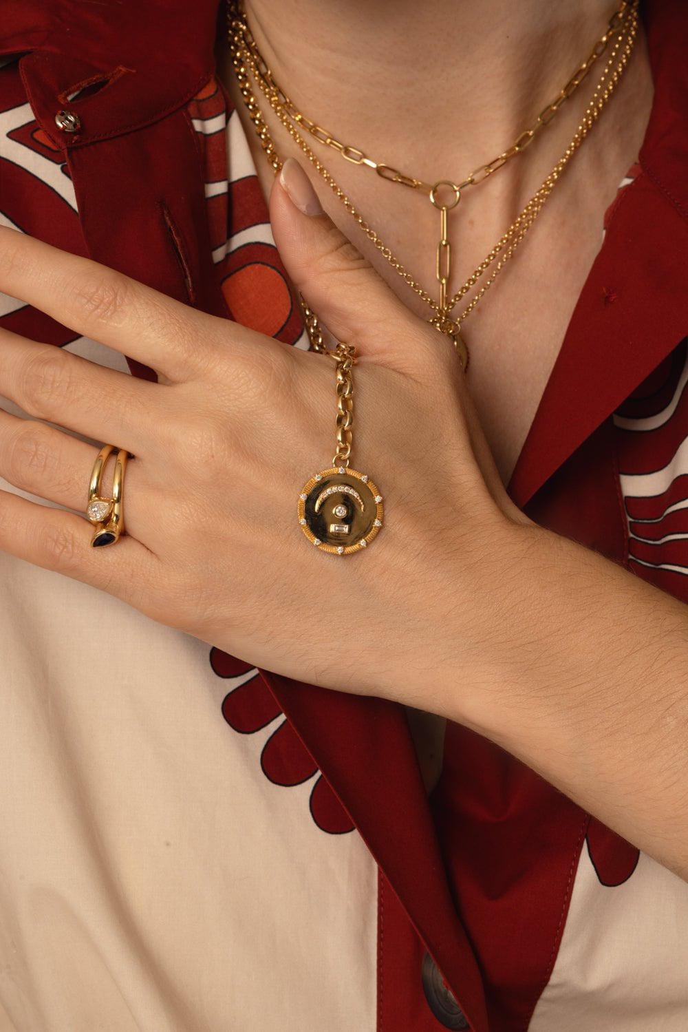 FOUNDRAE-Medium Diamond Mixed Belcher Extension Chain Necklace - Pause-YELLOW GOLD