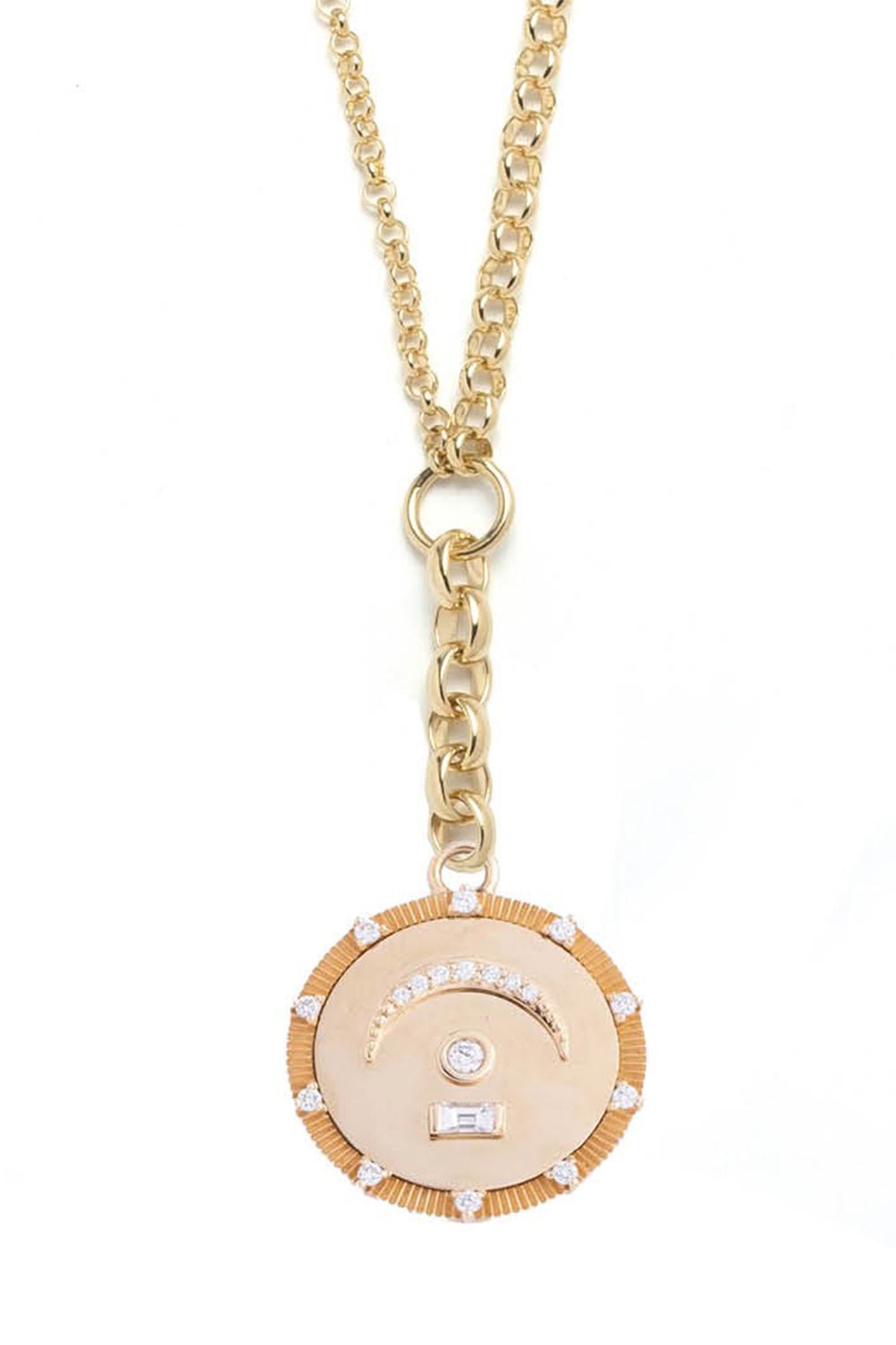 FOUNDRAE-Medium Diamond Mixed Belcher Extension Chain Necklace - Pause-YELLOW GOLD