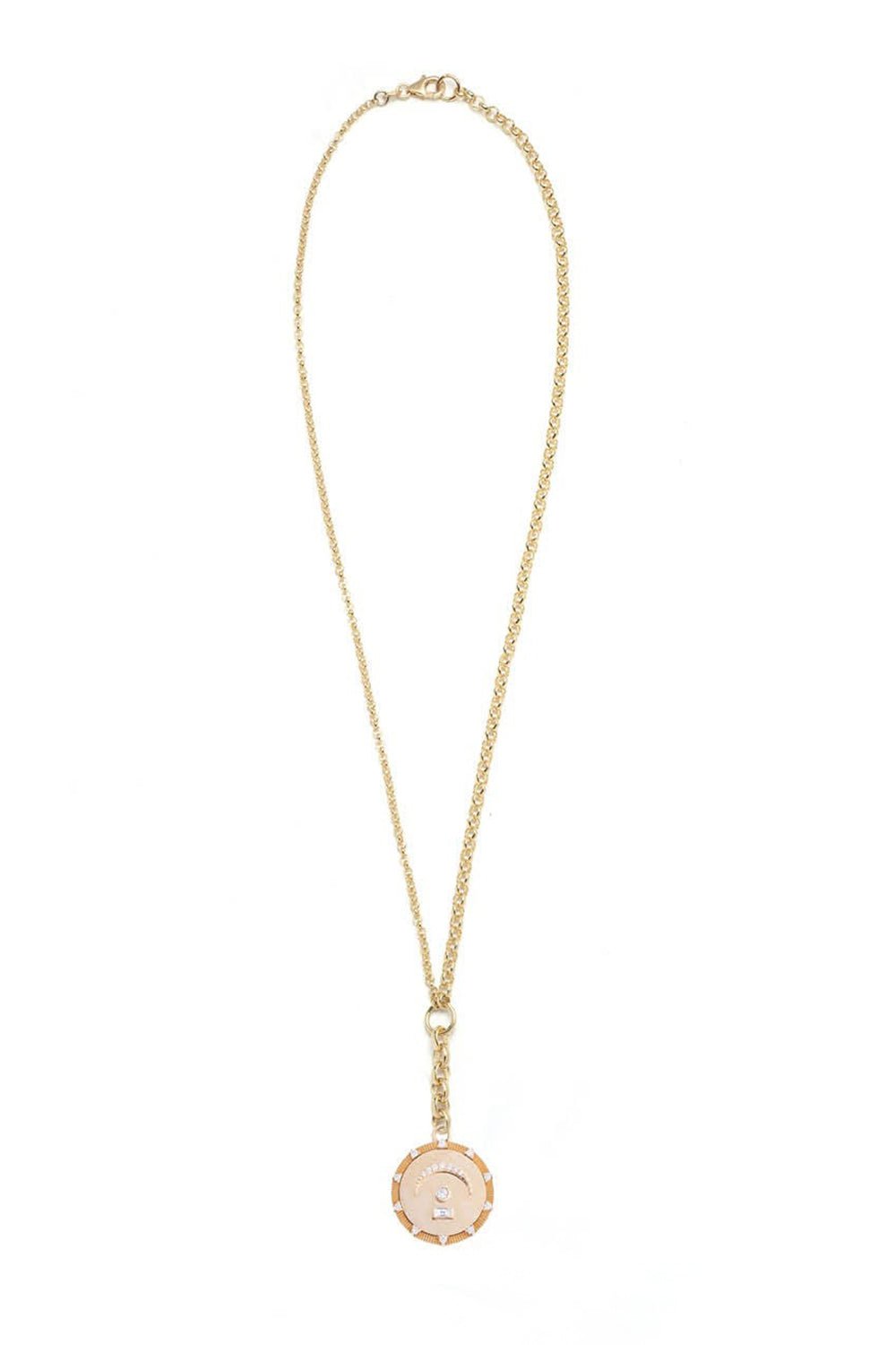 FOUNDRAE-Medium Diamond Mixed Belcher Extension Chain Necklace - Pause-YELLOW GOLD