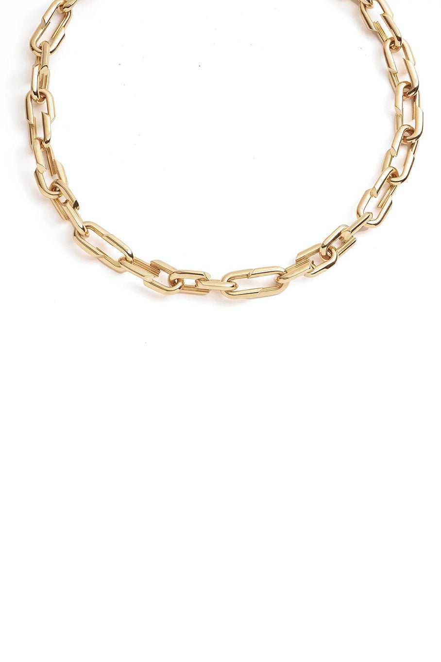 FOUNDRAE-Medium Strong Hearts Link Chain Necklace-YELLOW GOLD