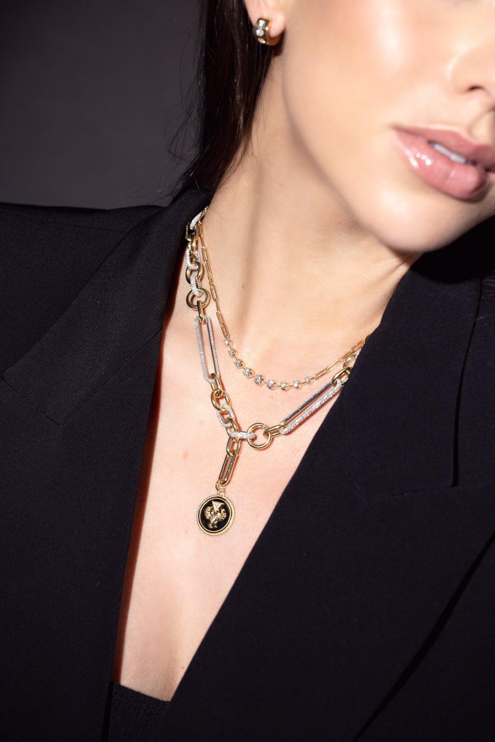 FOUNDRAE-Midsize Mixed Diamond Clip Necklace-YELLOW GOLD