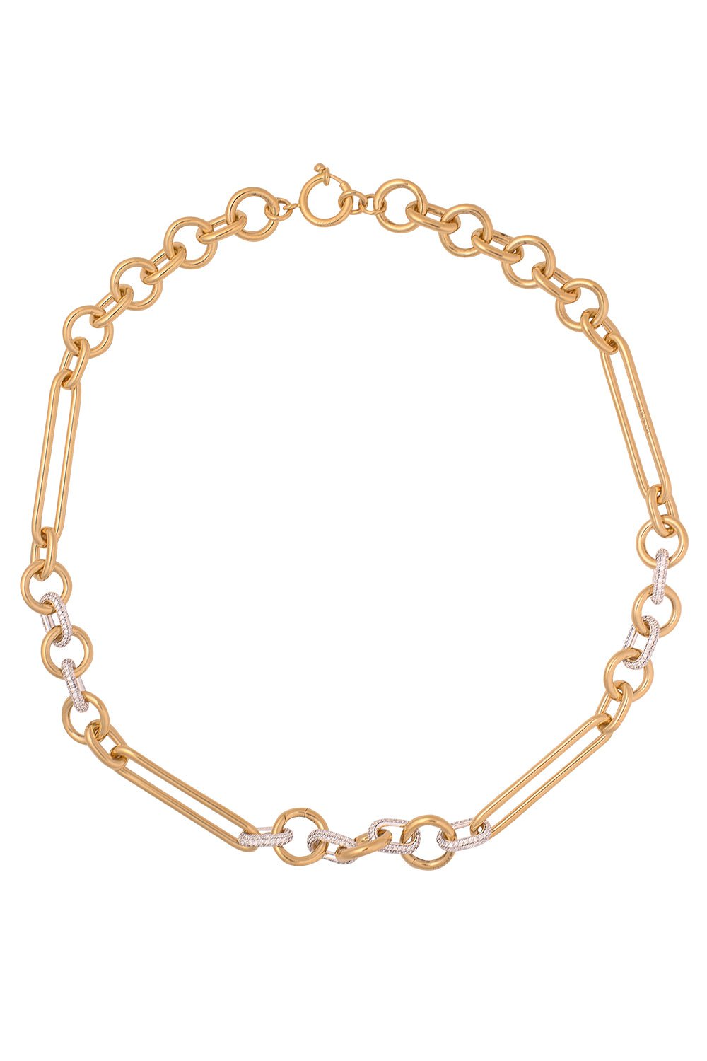 FOUNDRAE-Midsize Mixed Diamond Clip Necklace-YELLOW GOLD