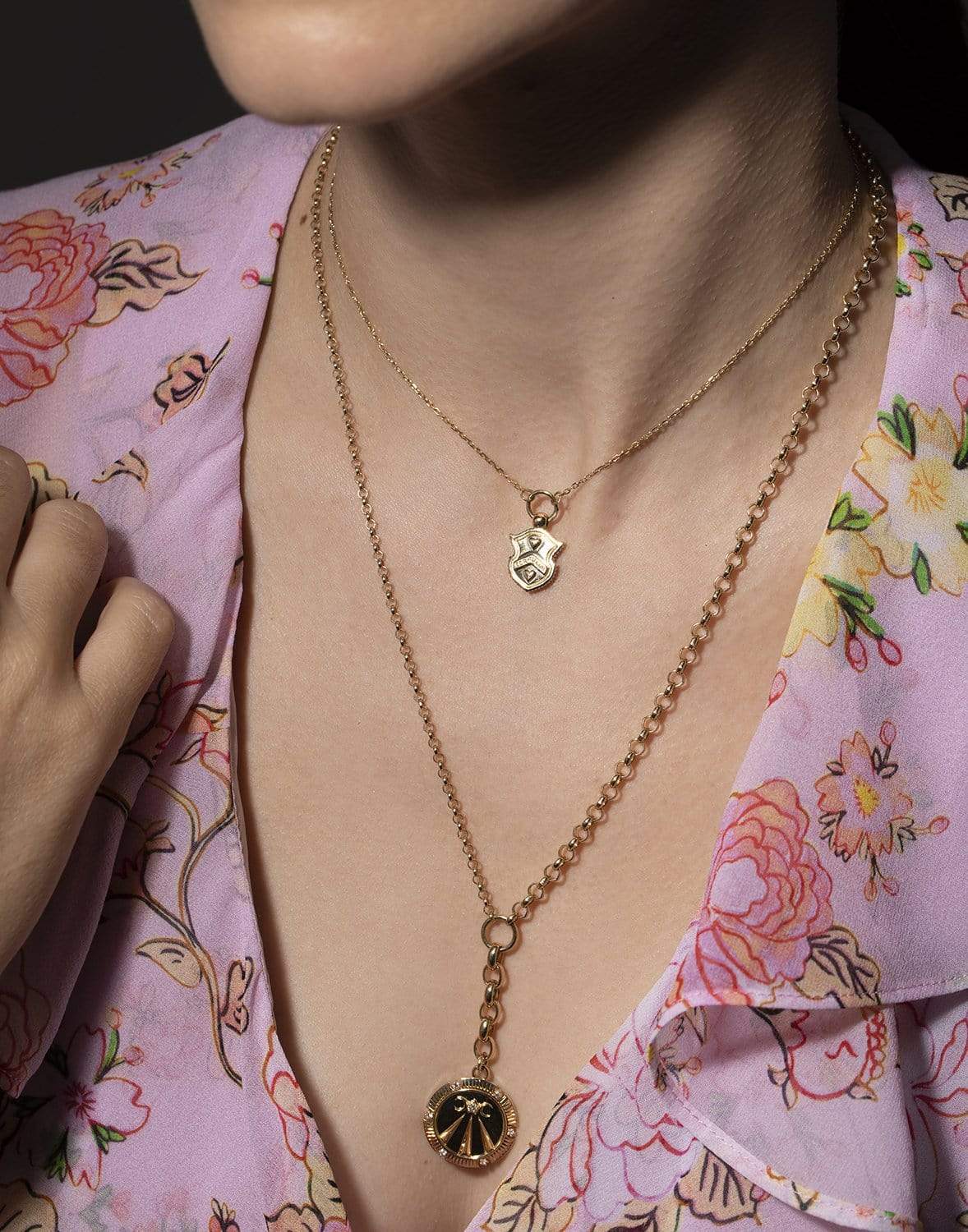 FOUNDRAE-Mind Body Soul Medium Mixed Belcher Necklace-YELLOW GOLD