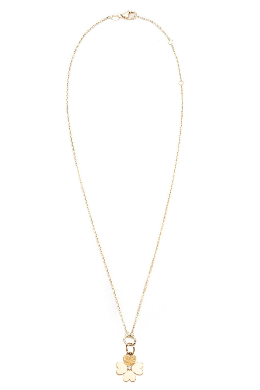FOUNDRAE-Mini Four Heart Clover Necklace-YELLOW GOLD